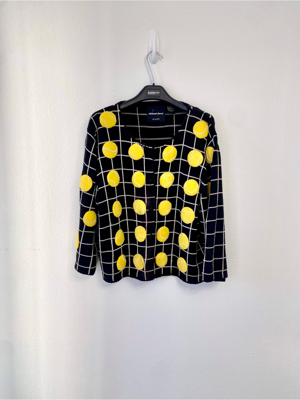 Vintage Michael Simon Womens’s cardigan sweater with tennis balls size XL